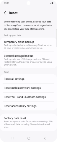 Press Reset mobile network settings. Press Reset mobile network settings.