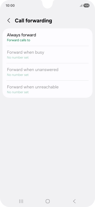Press the required divert type. Press the required divert type.