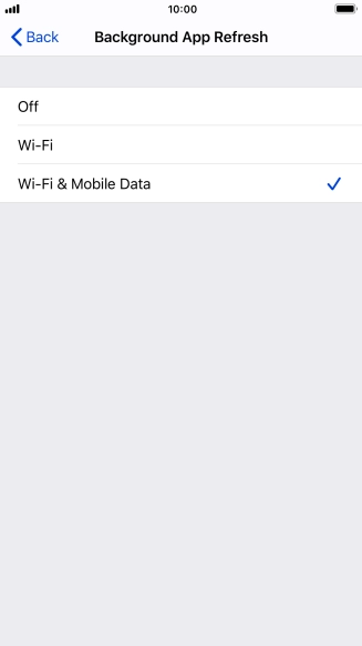 To turn off background refresh of apps, press Off.