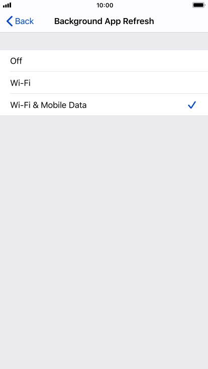 To turn off background refresh of apps, press Off.