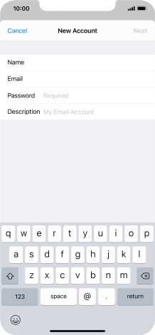 Press Password and key in the password for your email account.