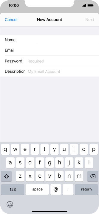 Press Password and key in the password for your email account.