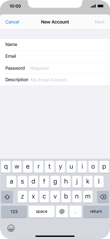 Press Password and key in the password for your email account.
