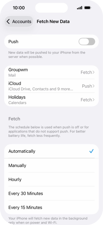 If you turn off the function, press the required setting.