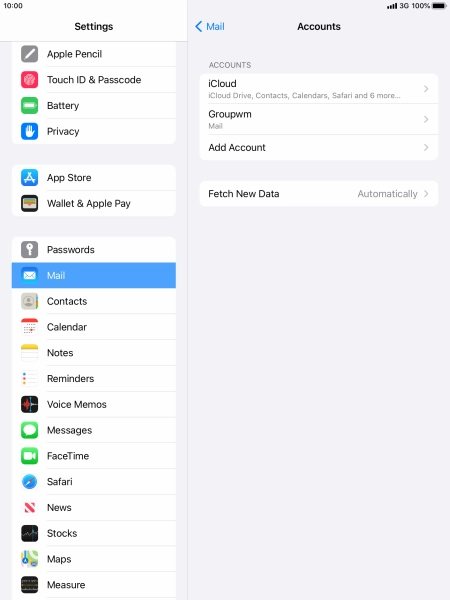 Press the name of the email account you've just set up.
