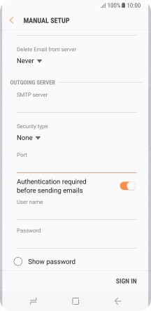 If you turn on SMTP authentication, press the field below If you turn on SMTP authentication, press the field below