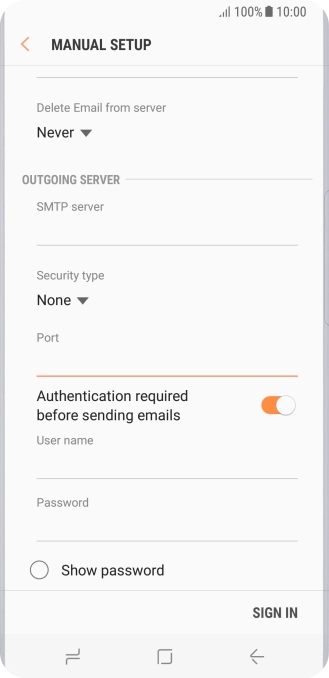 If you turn on SMTP authentication, press the field below If you turn on SMTP authentication, press the field below