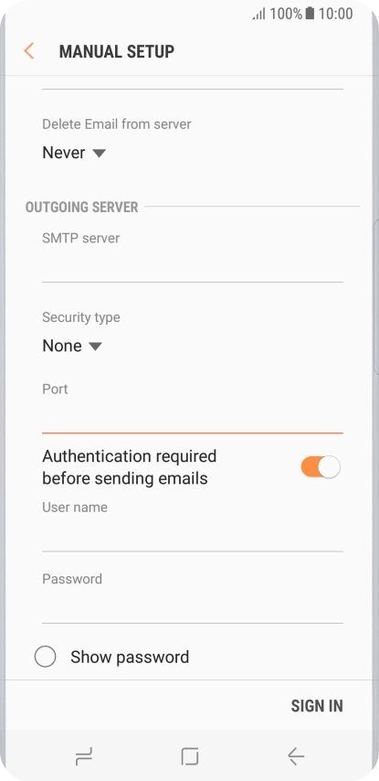 If you turn on SMTP authentication, press the field below If you turn on SMTP authentication, press the field below