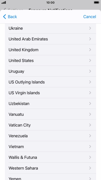 Press the required country.