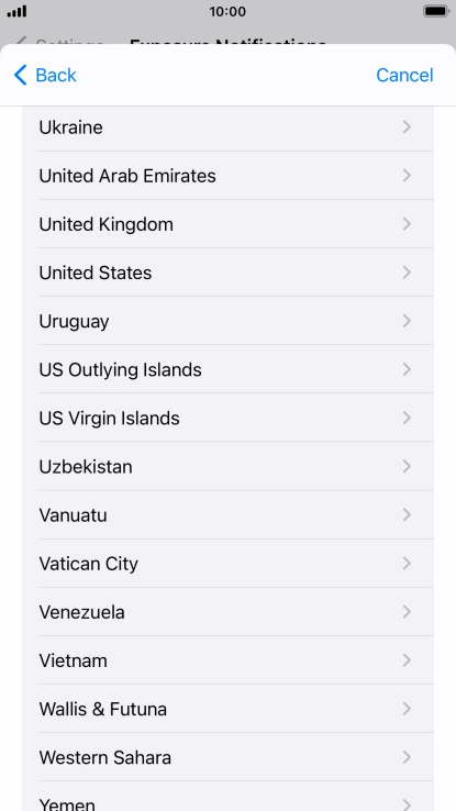 Press the required country.