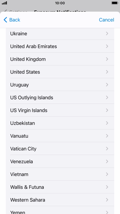 Press the required country. Press the required country.