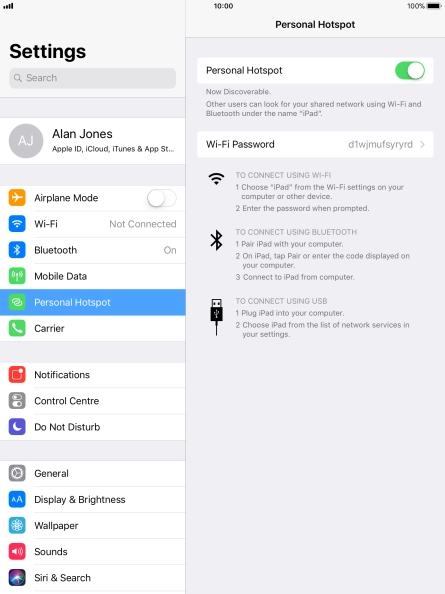 Press Wi-Fi Password and key in the required password. Press Wi-Fi Password and key in the required password.
