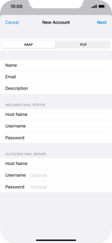 Press Username and key in the username for your email account. Please note that if you're using Vodafone's outgoing server, leave the username field empty.