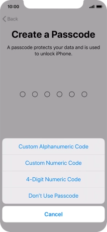 Follow the instructions on the screen to turn on use of phone lock code or press Don't Use Passcode. Follow the instructions on the screen to turn on use of phone lock code or press Don't Use Passcode.
