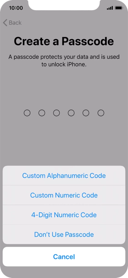 Follow the instructions on the screen to turn on use of phone lock code or press Don't Use Passcode. Follow the instructions on the screen to turn on use of phone lock code or press Don't Use Passcode.