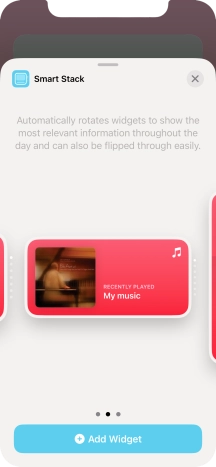 Slide your finger right or left on the screen to select the required widget size. Slide your finger right or left on the screen to select the required widget size.