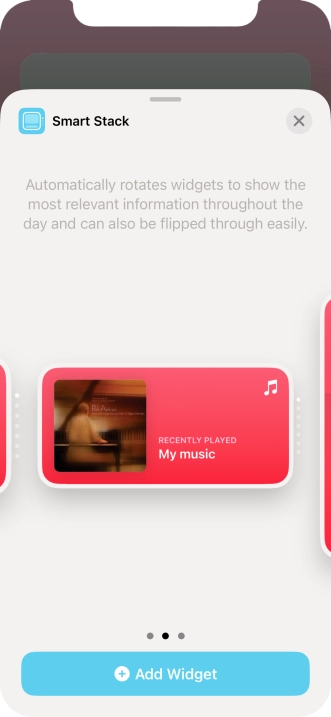 Slide your finger right or left on the screen to select the required widget size. Slide your finger right or left on the screen to select the required widget size.