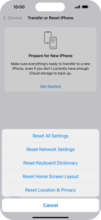 Press Reset All Settings.