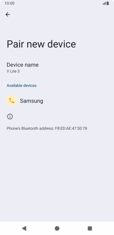 Press the required Bluetooth device and follow the instructions on the screen to pair the device with your phone.