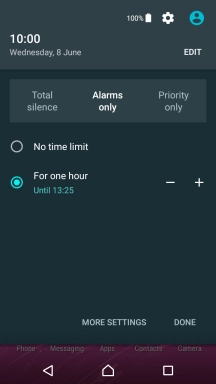 Press DONE to turn on silent mode.
