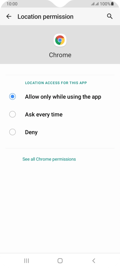 Press the required setting.