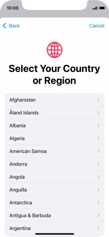 Press the required country. Press the required country.