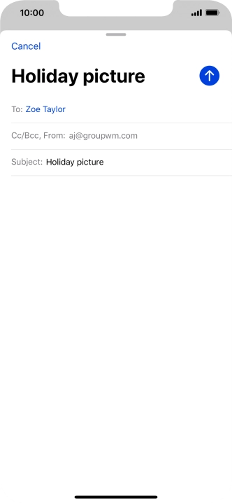 Press the text input field and write the text for your email message. Press the text input field and write the text for your email message.