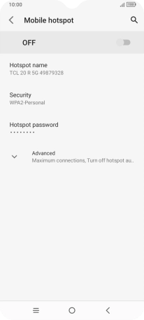 Press Hotspot name and key in the required name for the Wi-Fi hotspot. Press Hotspot name and key in the required name for the Wi-Fi hotspot.