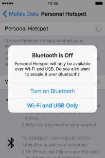 Press WiFi and USB Only. An internet connection from your computer via your phone is automatically established.