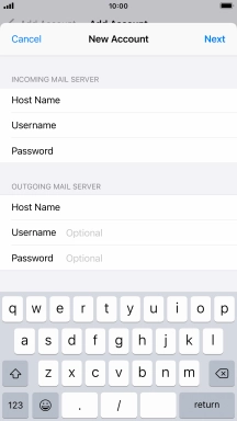 Press Username and key in the username for your email account. Please note that if you're using Vodafone's outgoing server, leave the username field empty.