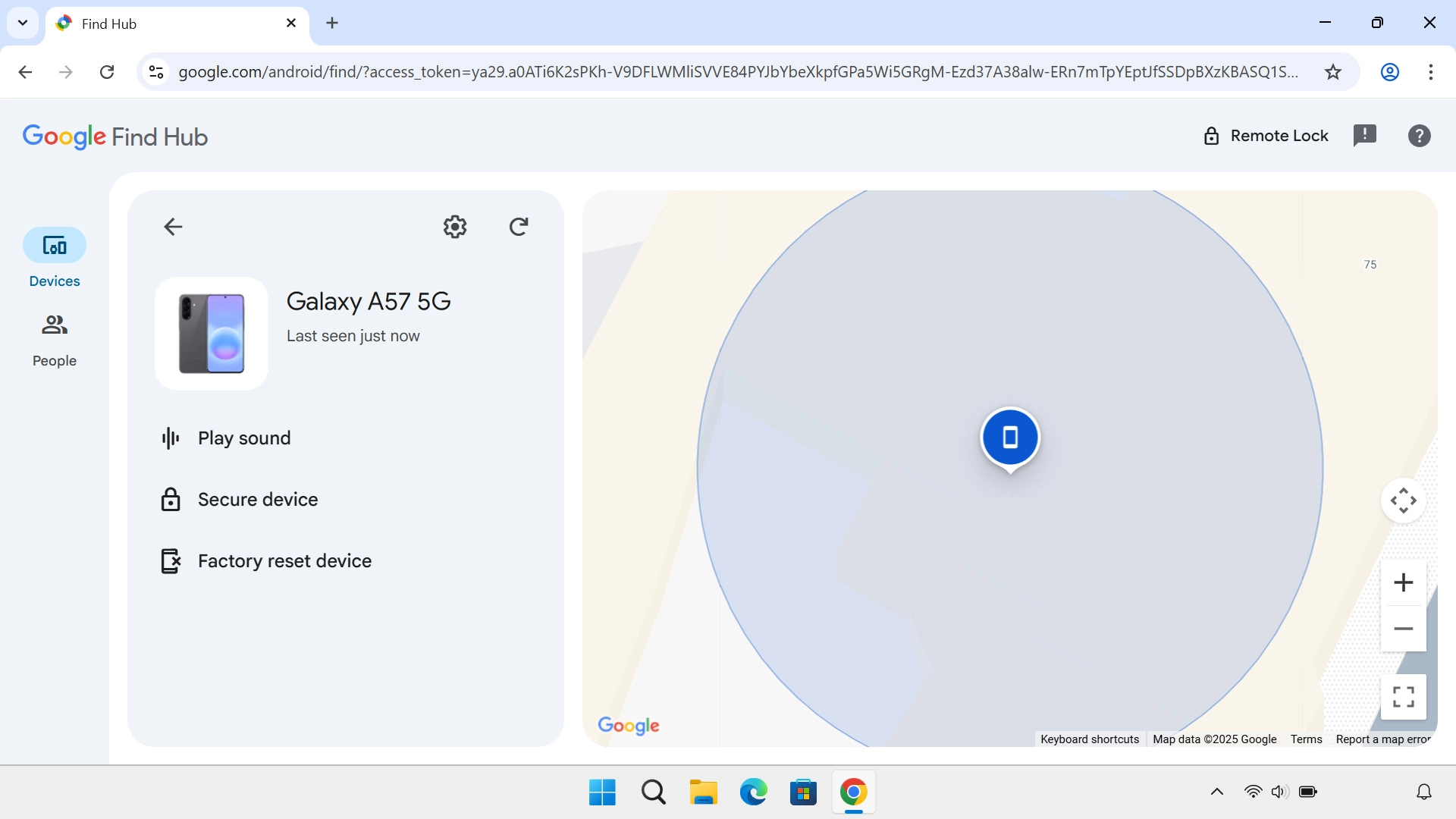 Your phone's latest position is displayed on the map.