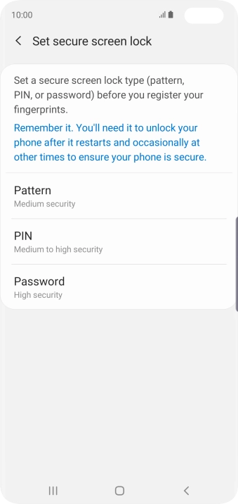 Press the required phone lock code and follow the instructions on the screen to create an additional phone lock code.