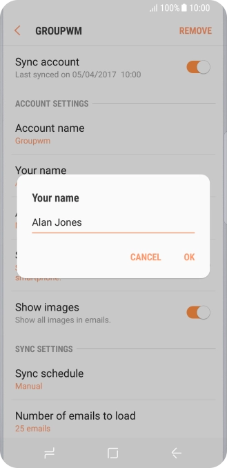 Key in the required sender name and press OK. Key in the required sender name and press OK.