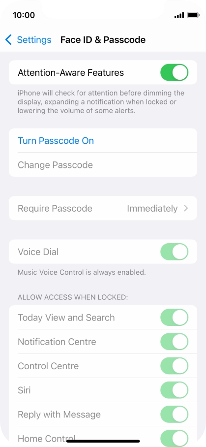 Press Turn Passcode On and key in a phone lock code of your own choice twice.