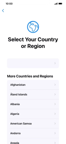 Press the required country or area.