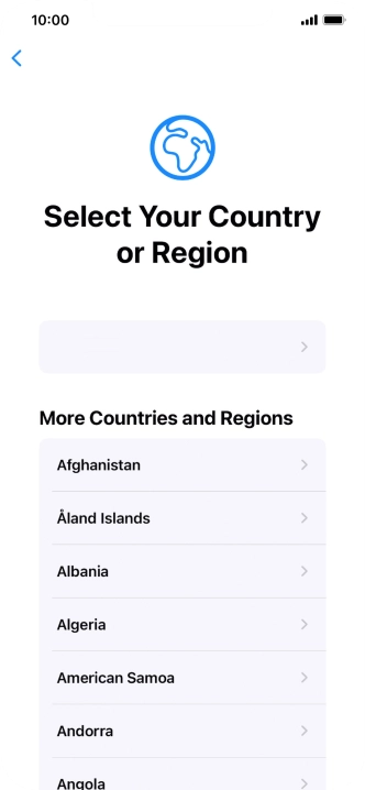 Press the required country or area.