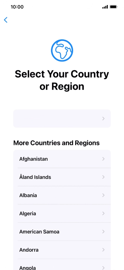 Press the required country or area.