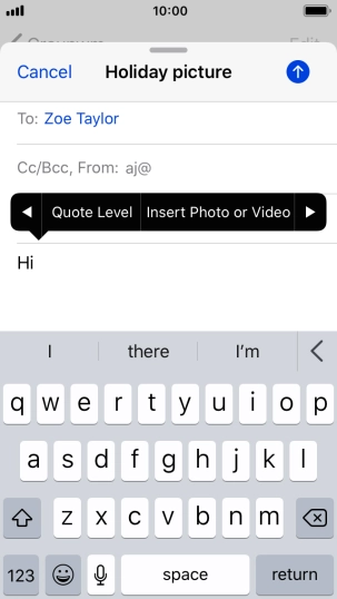 Press Insert Photo or Video and follow the instructions on the screen to attach a picture or a video clip.