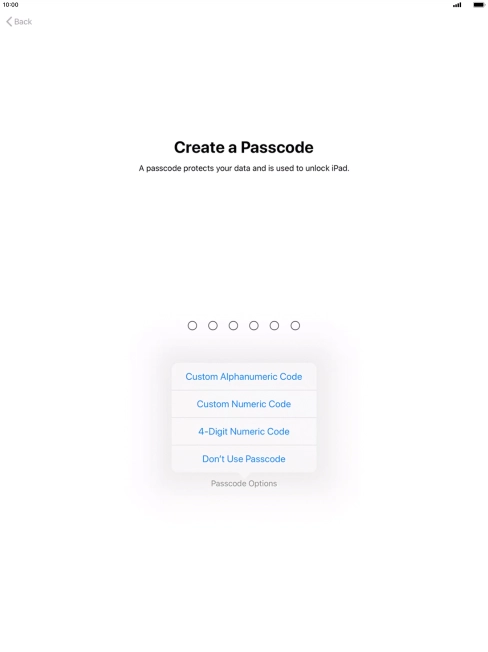 If you turn off the function, press Don't Use Passcode.