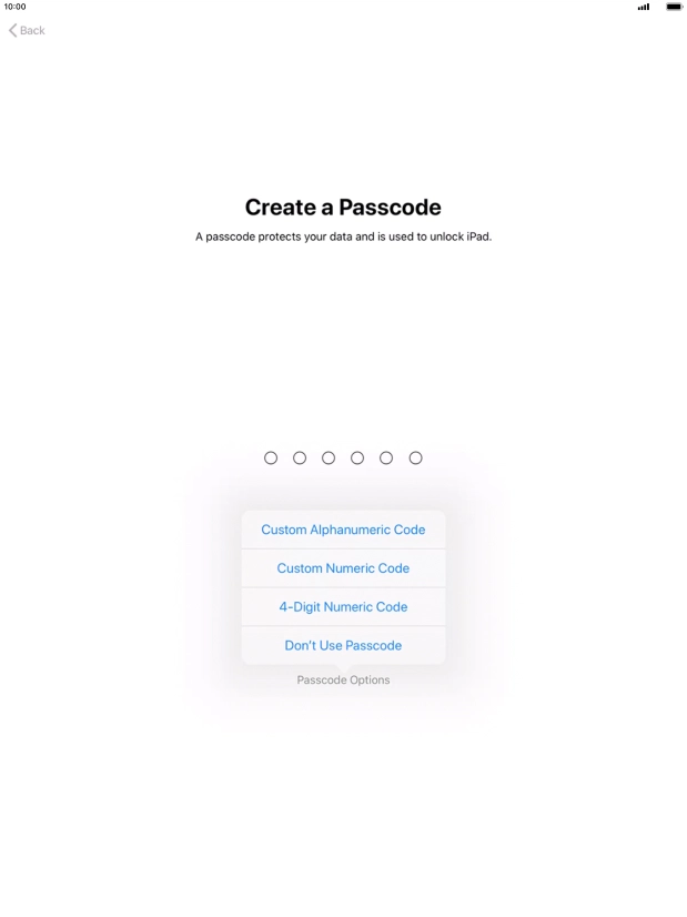 If you turn off the function, press Don't Use Passcode.