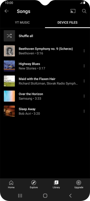 Press the required audio file. Press the required audio file.