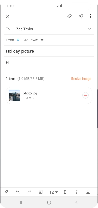 Press the send icon when you've finished your email message.