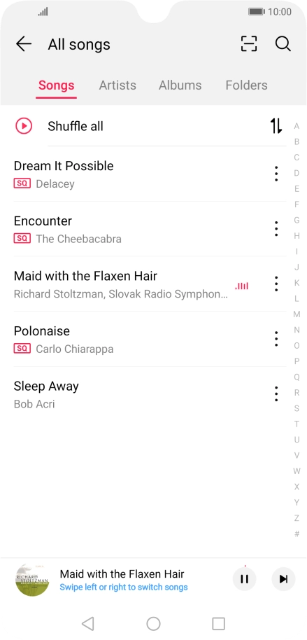 Press the song title at the bottom of the screen. Press the song title at the bottom of the screen.