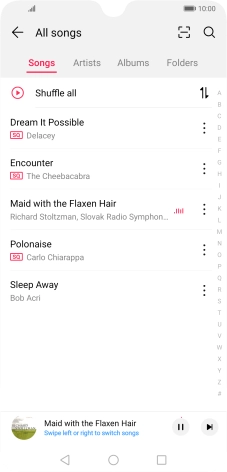 Press the song title at the bottom of the screen. Press the song title at the bottom of the screen.