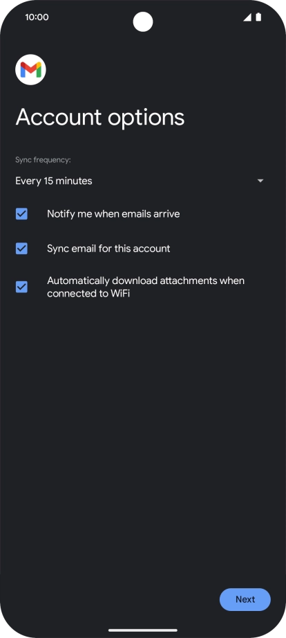If this screen is displayed, you email account has been recognised and set up automatically. Follow the instructions on the screen to key in more information and finish setting up your email account.