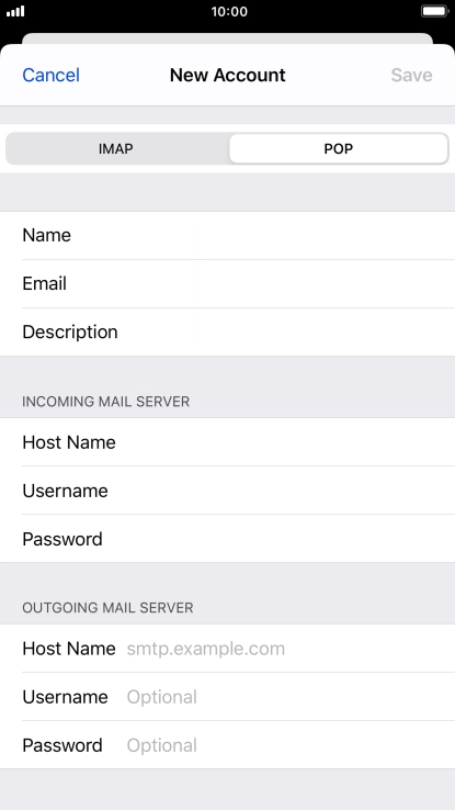 Press Host Name and key in the name of your email provider's outgoing server. Please note that if you can't send email messages when using your email provider's outgoing server, key in smtp.vodafone.net.au (Vodafone's outgoing server).