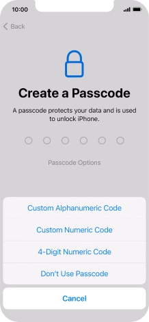 Follow the instructions on the screen to turn on use of phone lock code or press Don't Use Passcode. Follow the instructions on the screen to turn on use of phone lock code or press Don't Use Passcode.