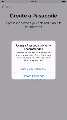 If you turn off the function, press Don't Use Passcode.