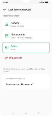 Press Turn off password. Press Turn off password.