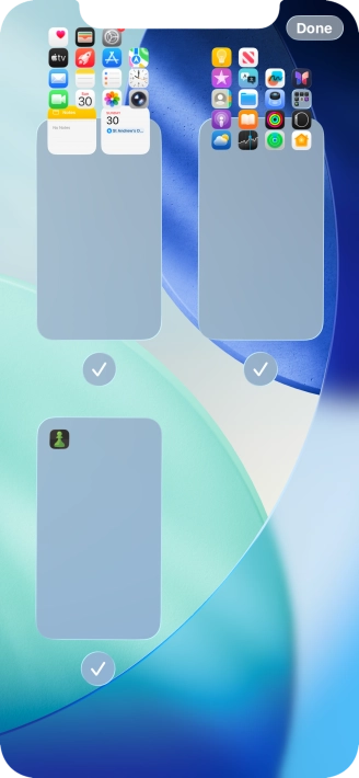 Press the fields below the required home screen pages to select or deselect them.
